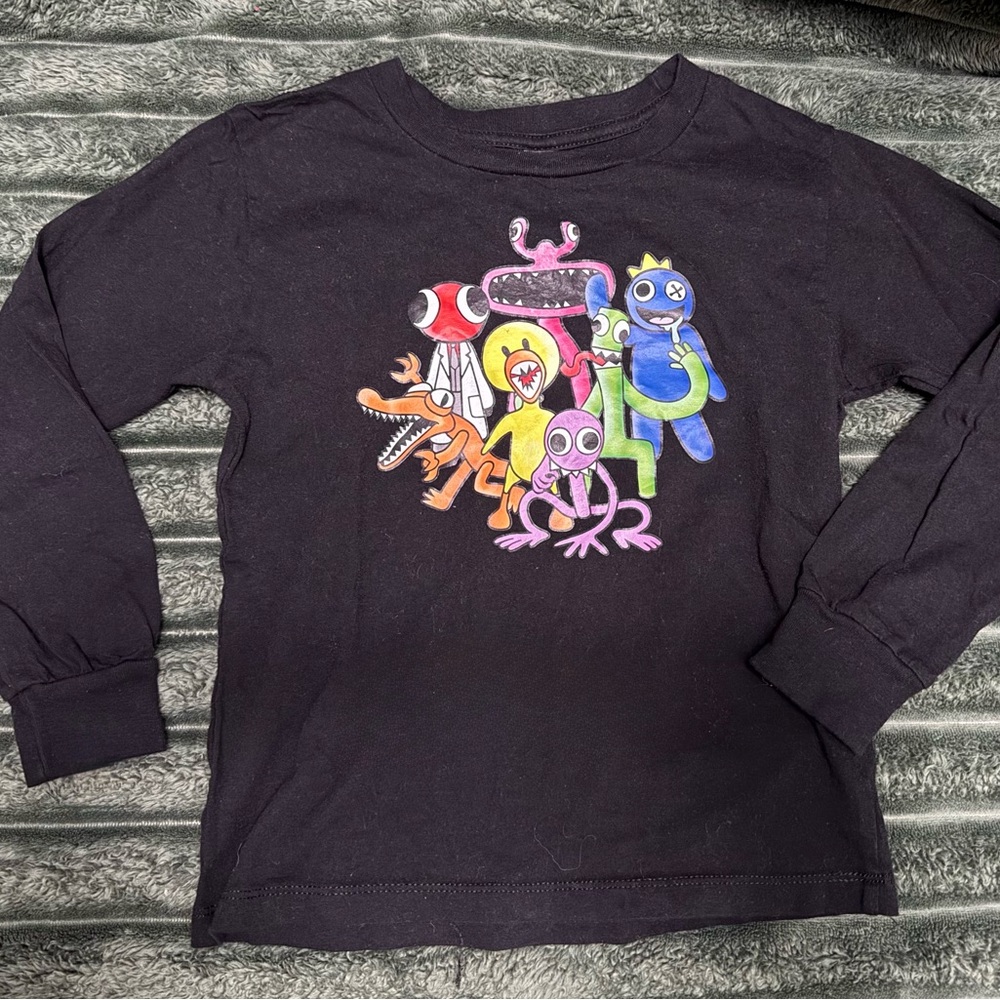 Bella Canvas Kids Rainbow Friends Monster Long Sleeve Tee Black 5T EUC